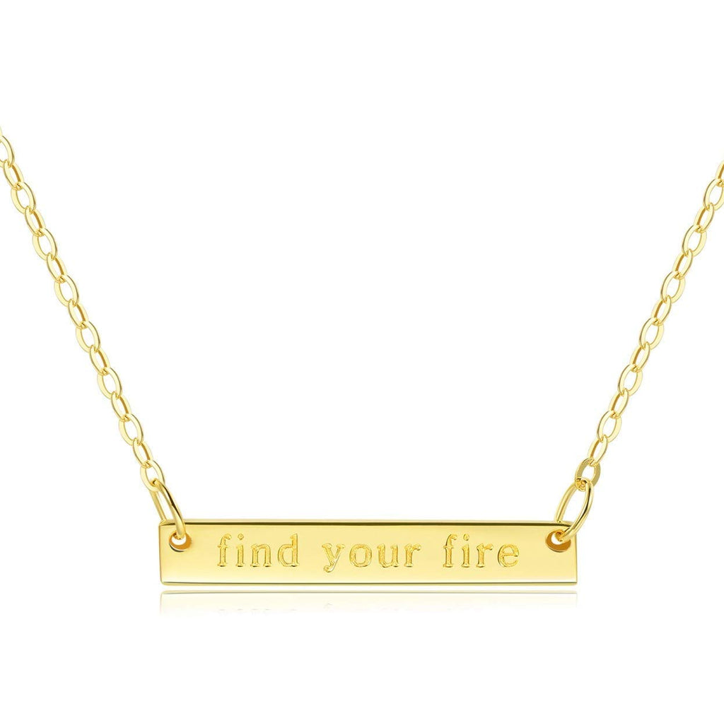Bar Necklace [ENGRAVED "Find Your Fire"] - 18k Gold Plated