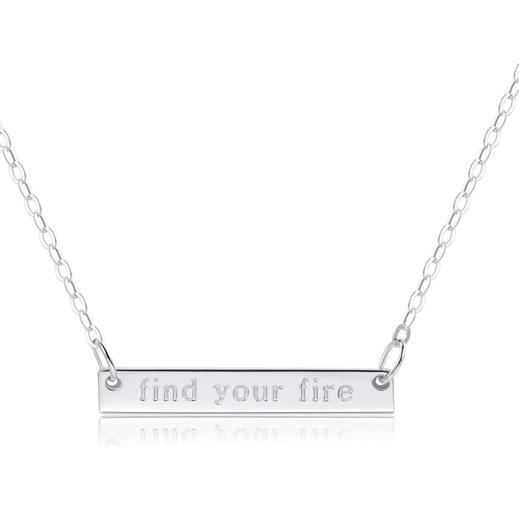 Bar Necklace ["Find Your Fire" ENGRAVED] - .925 Sterling Silver