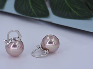 Big Pearl Dangle Earrings [.925 Sterling Silver] - Bridal / Wedding / Ballroom / Gala