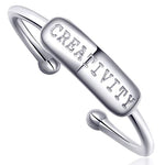 Stackable Rings - ENGRAVED "Creativity" - [.925 Sterling Silver] - Adjustable