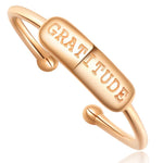 Stacking Ring [ENGRAVED w/ "Gratitude"] - 18k Rose Gold Plating - ADJUSTABLE