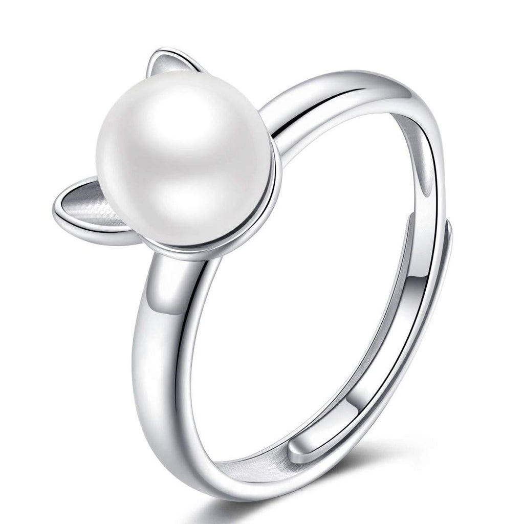 Cat Ring w/ Pearl [.925 Sterling Silver] - Adjustable