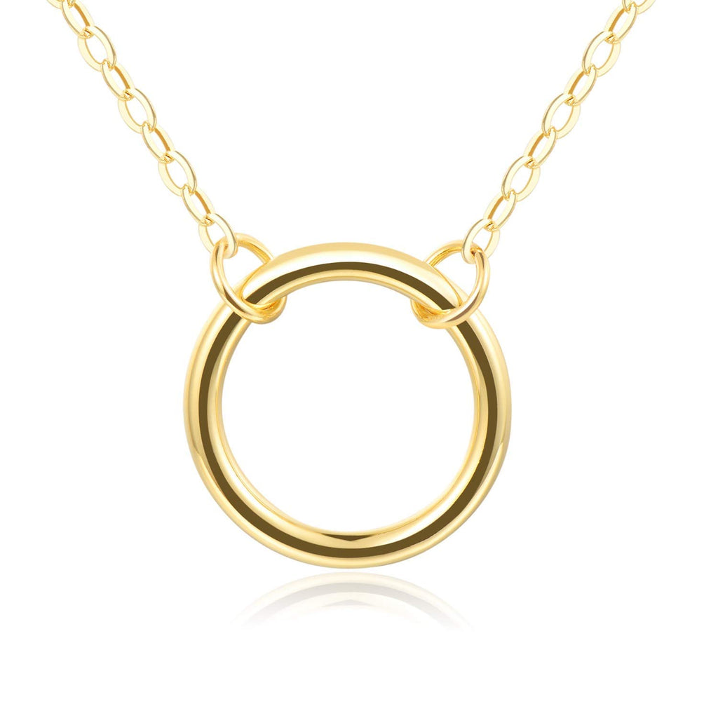 Open Circle Necklace (BFF, Friendship, Bridesmaid) - Gold Plating Over Brass 18”