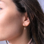 Mini Hoop Earrings - Spike Huggie - [.925 Sterling Silver] Dainty Crystal CZ Drop Pendant