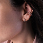 CZ Earrings [Mini Drop Hoop] Huggies [18K Rose Gold Plated - .925 Sterling Silver]