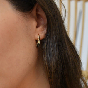 Coin Cluster Drop Mini Hoop Earrings [.925 Sterling Silver Plated w/ 18K Gold]