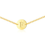 Gold Coin Initial Necklace [ Letter F ] - .925 Sterling Silver [18K Gold Plated] - [14 Inch]