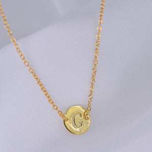 Circular Initial Necklace [ Letter O ] - .925 Sterling Silver [18K Gold Plated] [14 Inch]