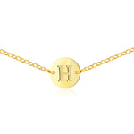 Gold Coin Initial Necklace [ Letter H ] - .925 Sterling Silver [18K Gold Plated] - [14 Inch]