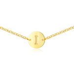 Round Gold Initial Necklace [ Letter I ] - .925 Sterling Silver [18K Gold Plated] Chain