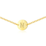 Monogram Necklace [ Letter N ] - .925 Sterling Silver [18K Gold Plated] - [14 Inch]