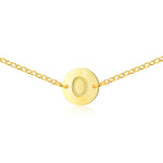 Circular Initial Necklace [ Letter O ] - .925 Sterling Silver [18K Gold Plated] [14 Inch]