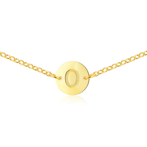 Gold Coin Initial Necklace [ Letter M ] - .925 Sterling Silver [18K Gold Plated] - [14 Inch]