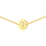 Gold Coin Initial Necklace [ Letter Q ] - .925 Sterling Silver [18K Gold Plated] - [14 Inch]