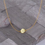 Gold Coin Initial Necklace [ Letter U ] - .925 Sterling [18K Gold Plated] Layer Chain [14 Inch]