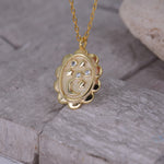 Moon & Stars CZ Oval Medallion Necklace - Hypoallergenic .925 Sterling - 18K Gold Plating