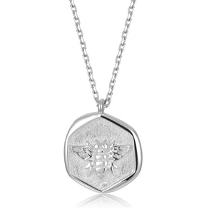 Silver Coin Necklace [Sterling .925] "Sweet Honey Bee" Charm Pendant
