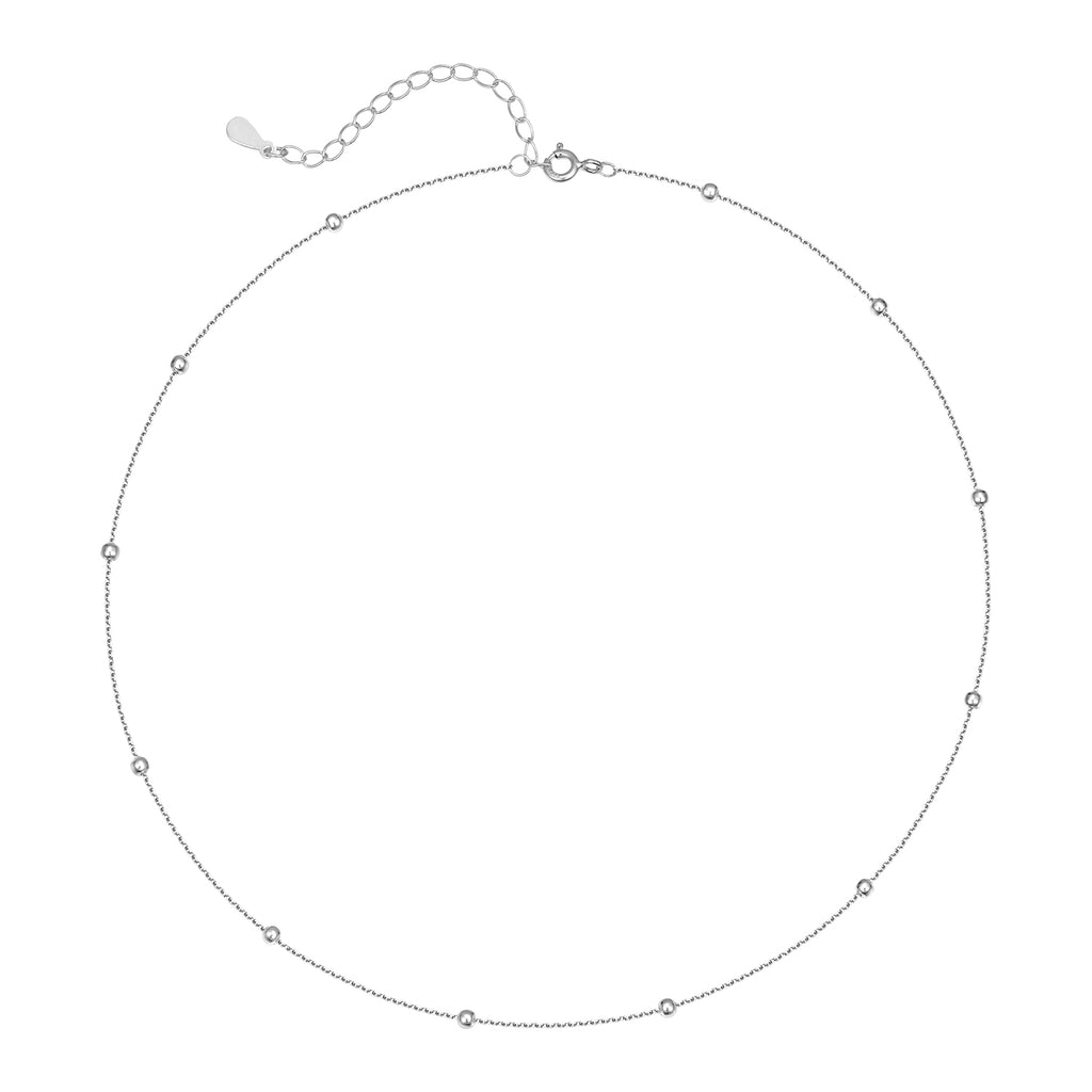 Satellite Bead Choker Necklace - [.925 Sterling Silver] - Perfect for layering.